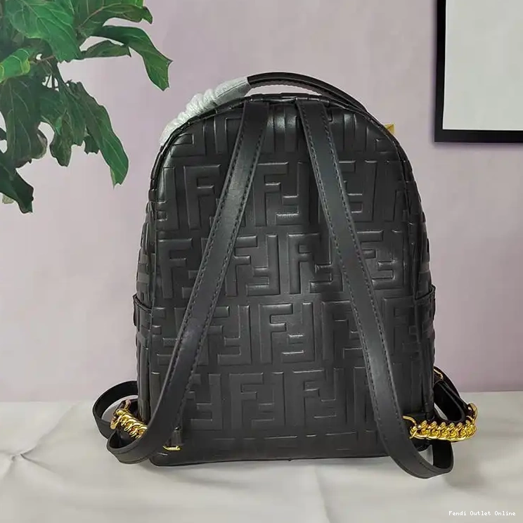 Cheap Motif Backpack Leather Nappa FF Fendi In Black Mini 0621